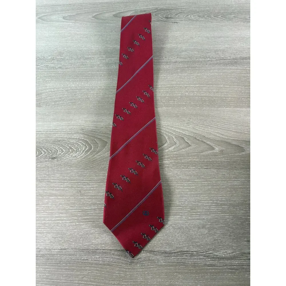 Gucci Men’s 100% Silk Tie‎ Red Equestrian Horsebit Pattern Made in Italy